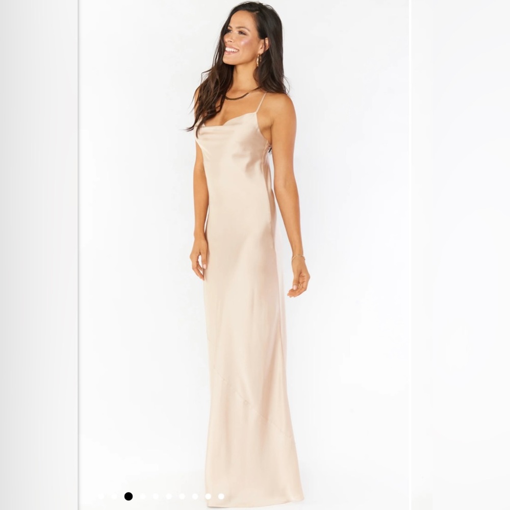 Show Me Your MuMu Tuscany Maxi Slip Dress in Champagne Luxe Satin XS